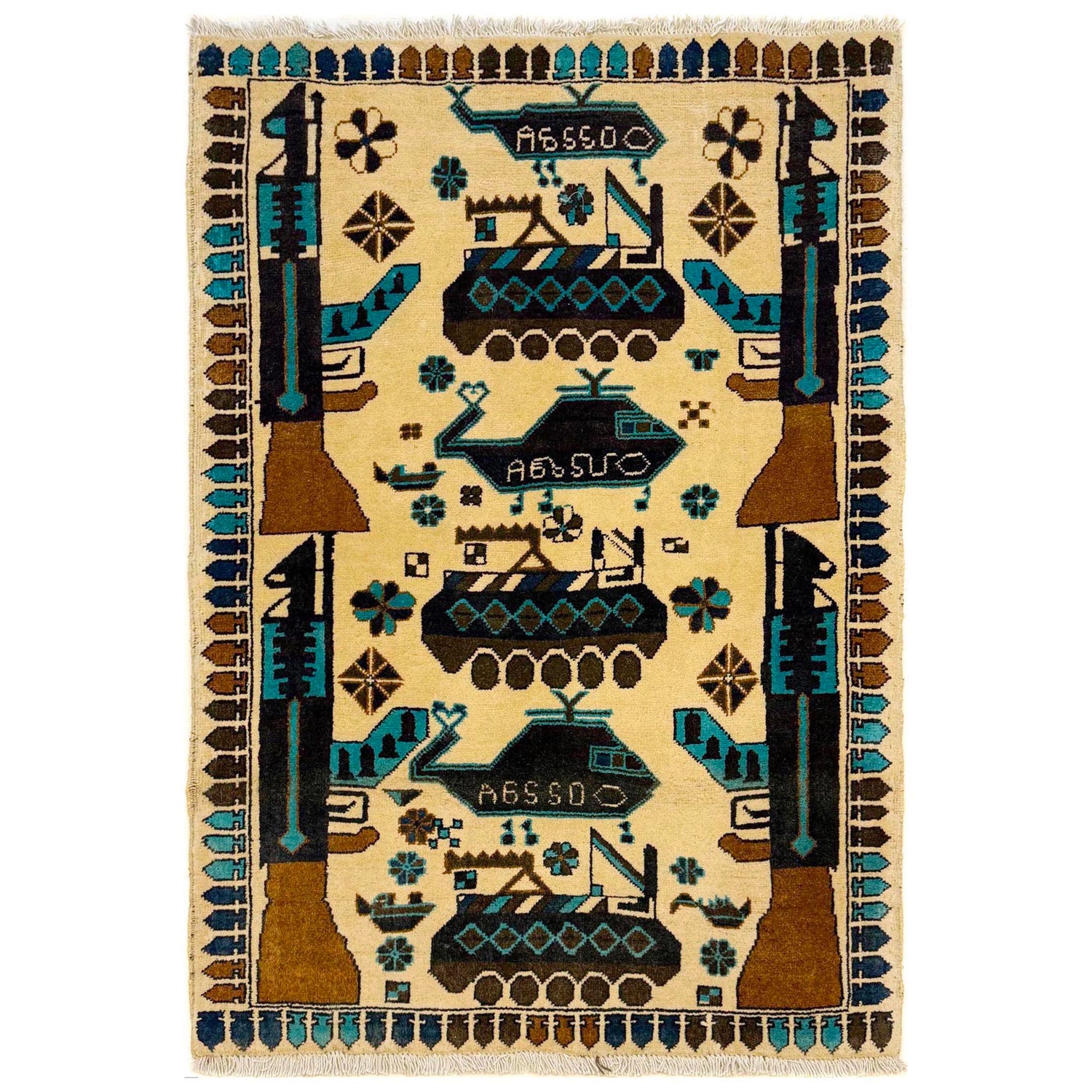 Handmade War Rug 2' 10" x 4' 2" (ft) - No. W36557