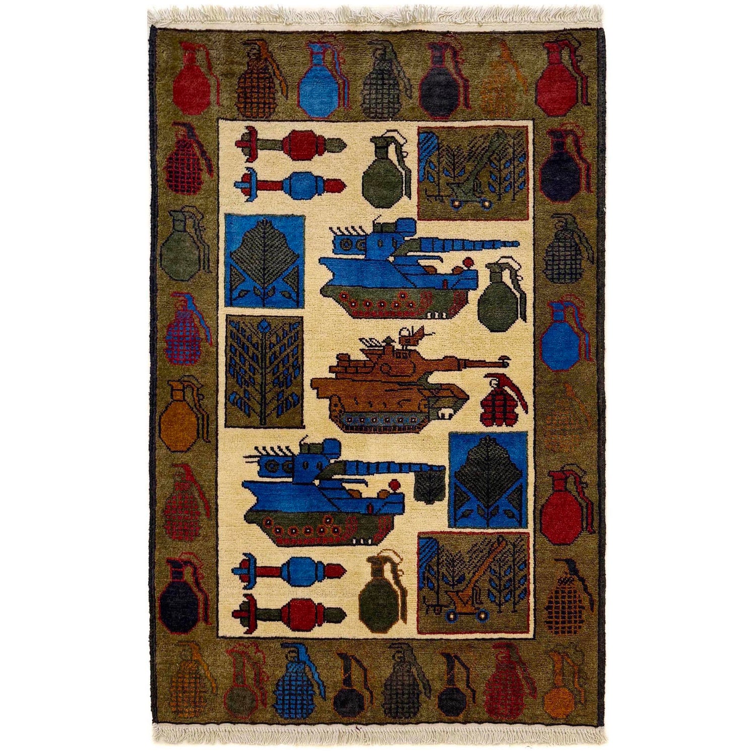Hand Knotted War Rug 2' 7" x 3' 9" (ft) - No. W36560