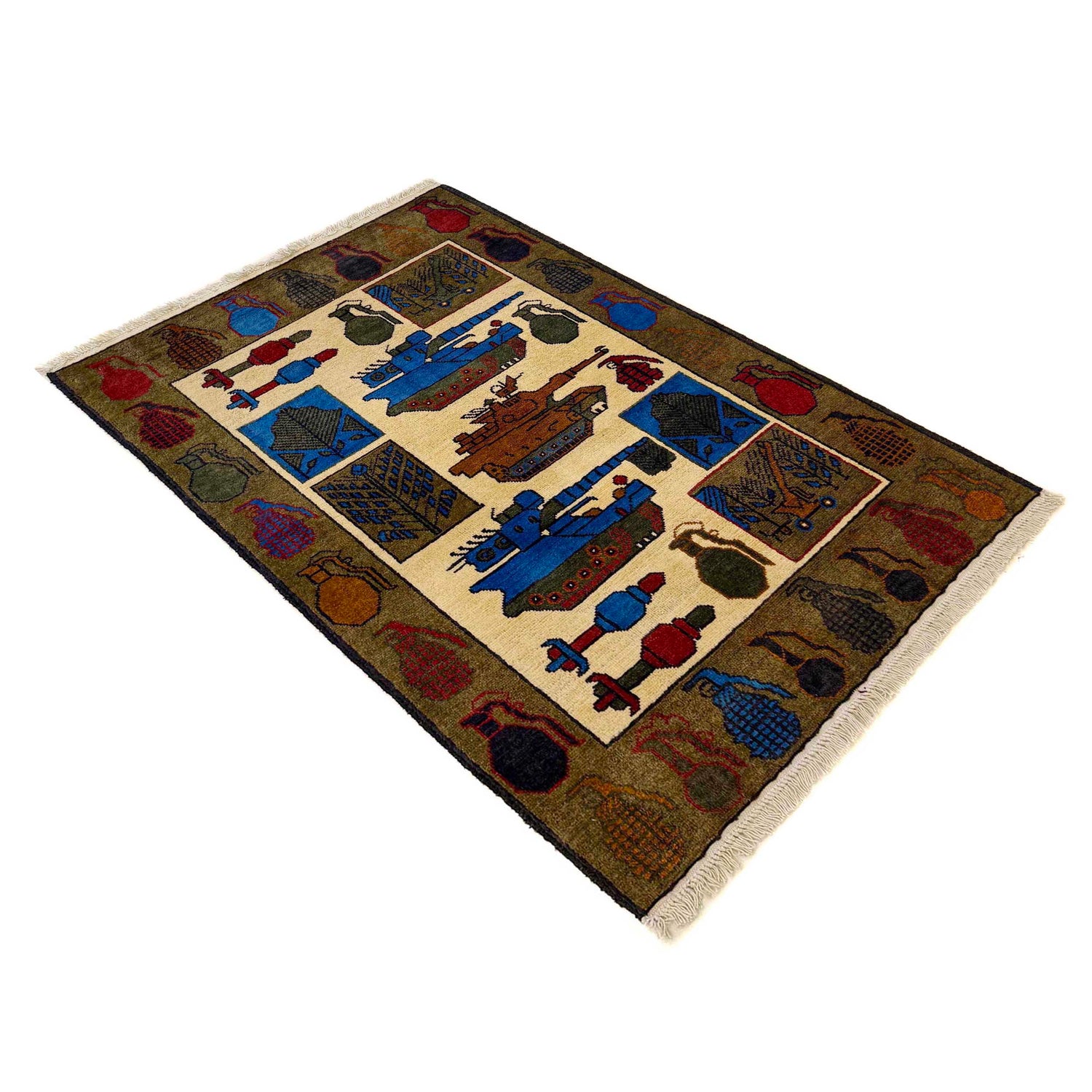 Hand Knotted War Rug 2' 7" x 3' 9" (ft) - No. W36560