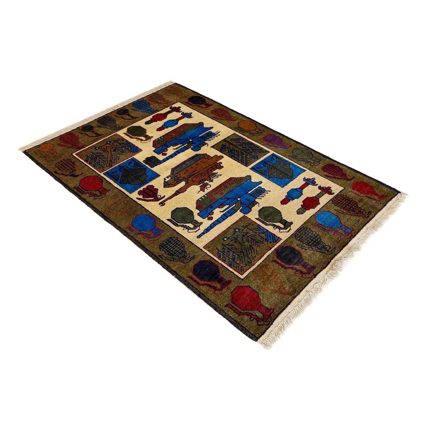 Hand Knotted War Rug 2' 7" x 3' 9" (ft) - No. W36560