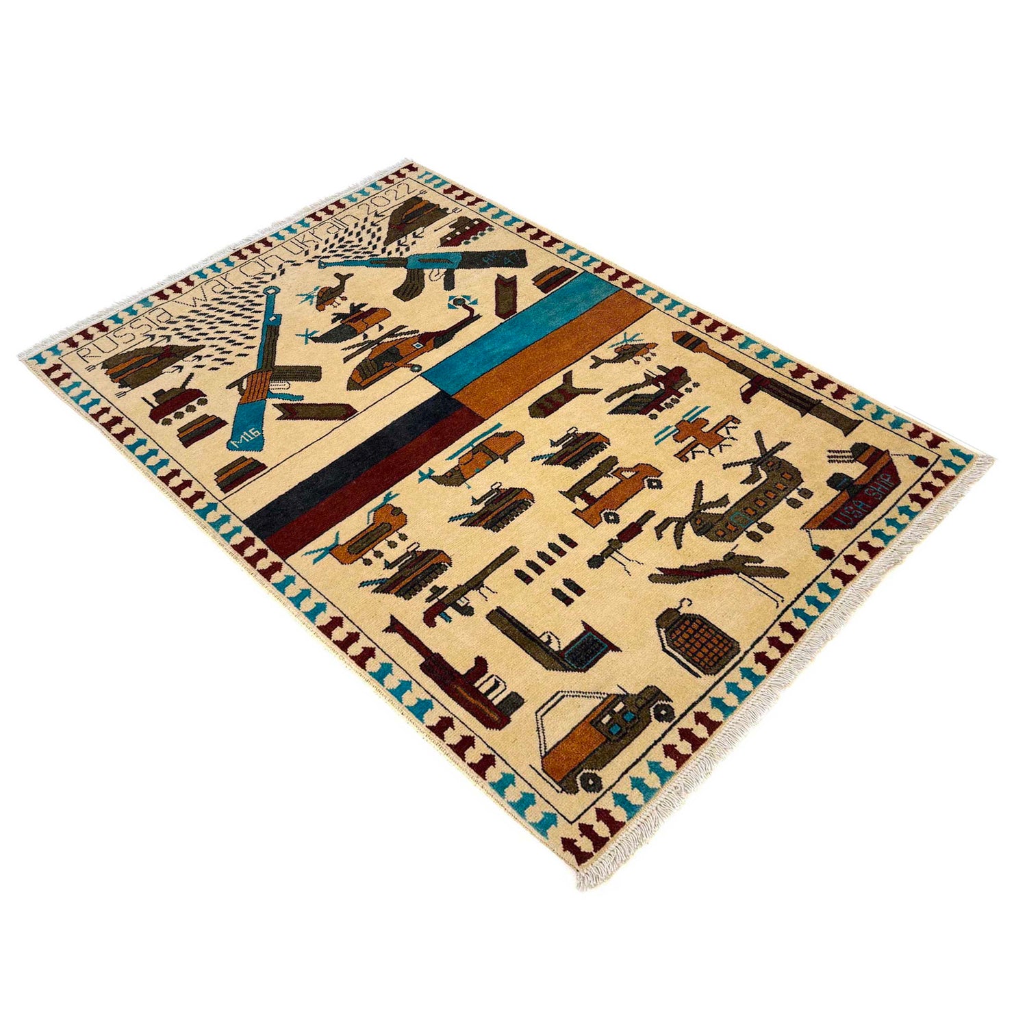 Handmade War Rug 3' 5" x 4' 10" (ft) - No. W36563
