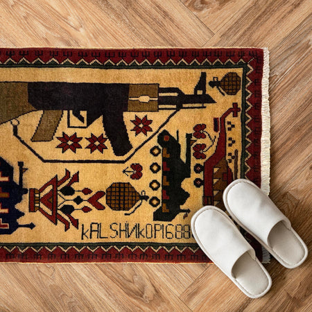 Hand Knotted War Rug 2' 0" x 2' 9" (ft) - No. W36569