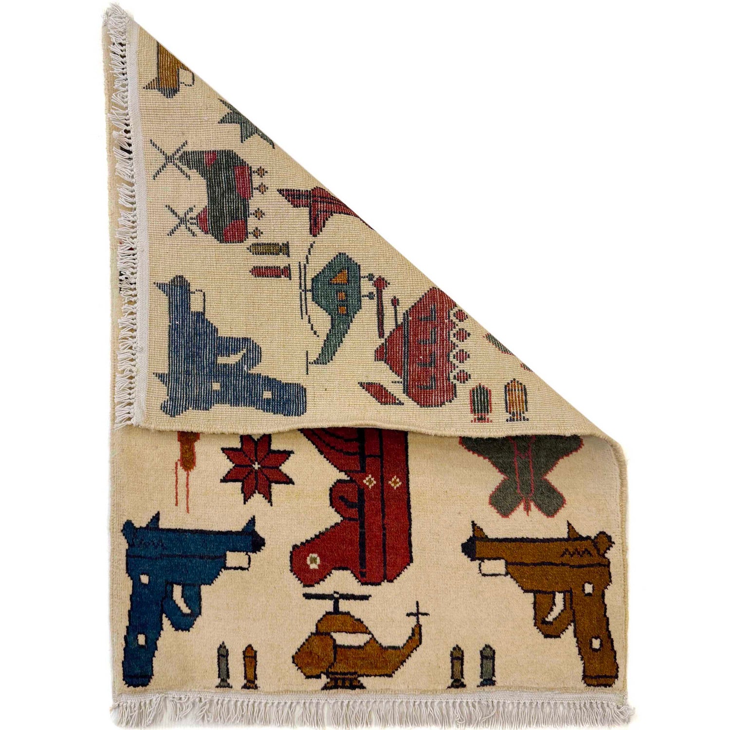 Ivory Color War Rug 1' 11" x 2' 8" (ft) - No. W36572