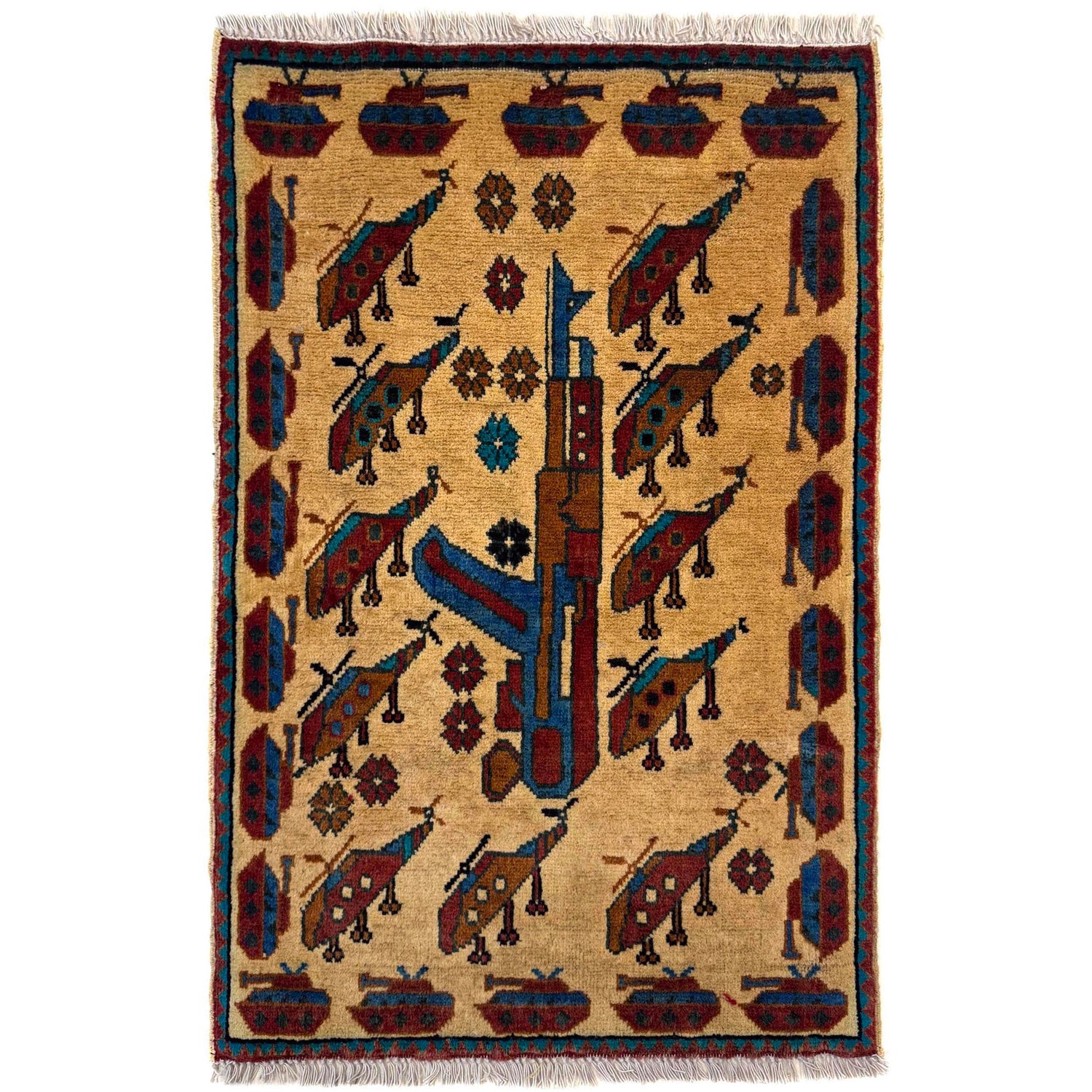 Handmade War Rug 1' 10" x 2' 10" (ft) - No. W36576