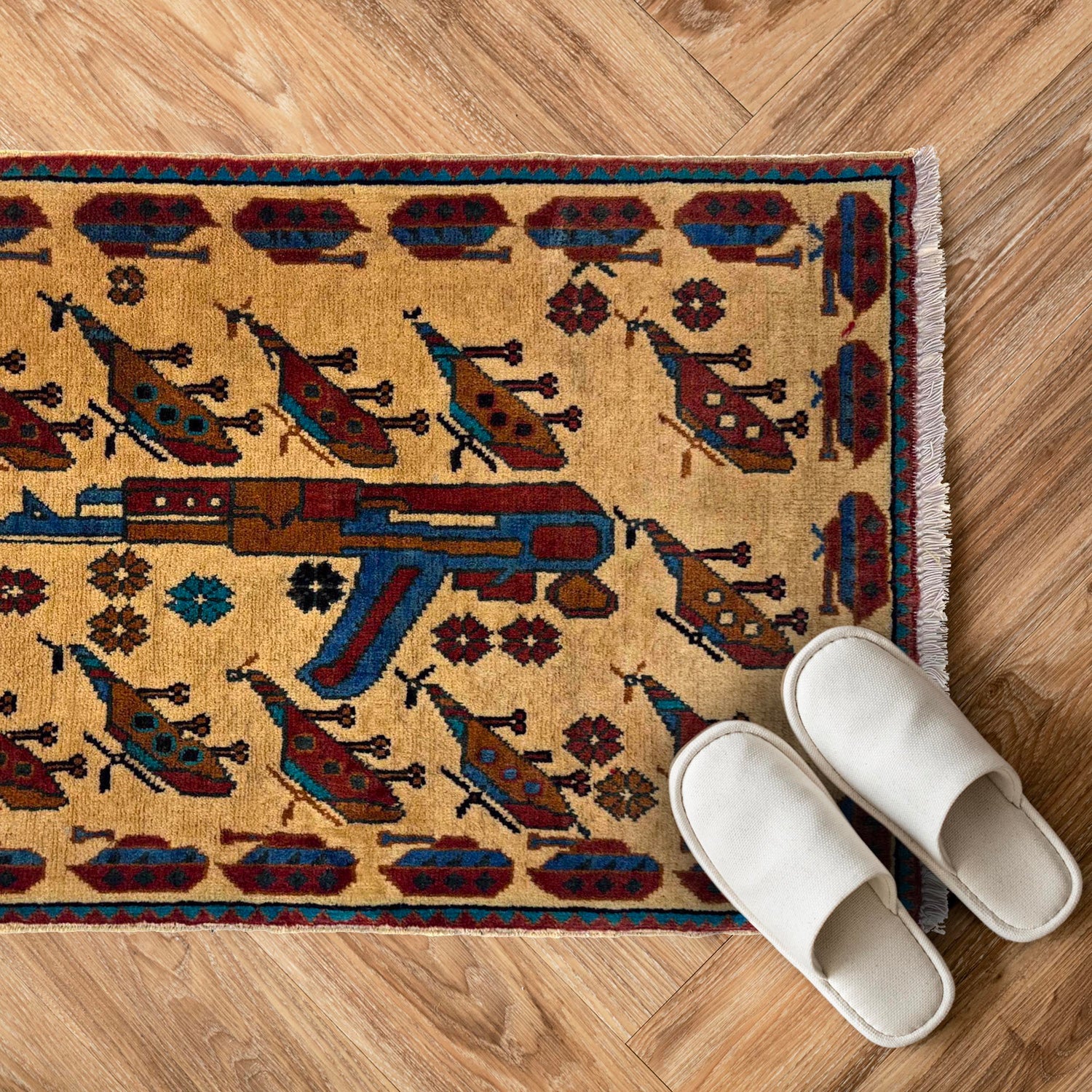 Handmade War Rug 1' 10" x 2' 10" (ft) - No. W36576