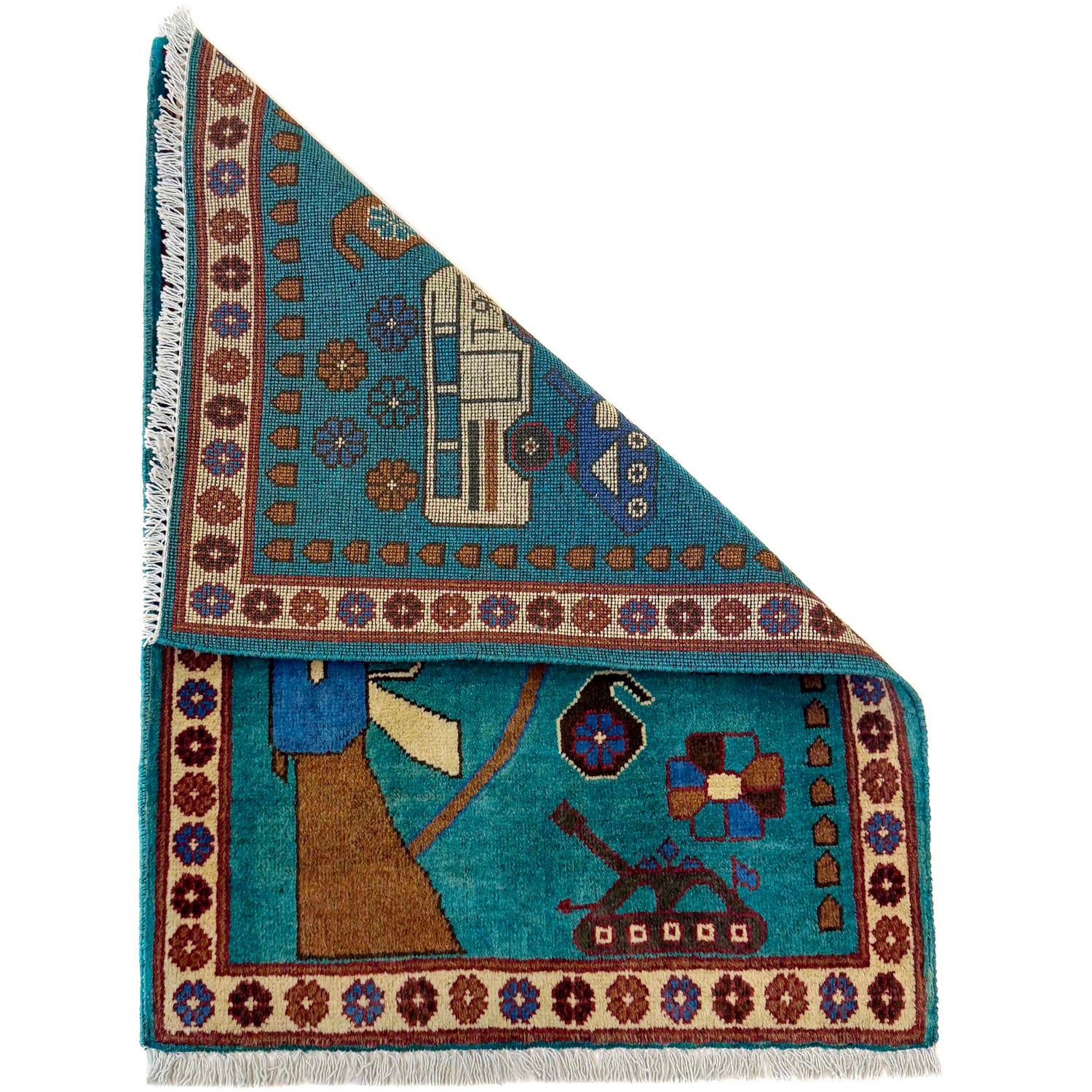 Blue Color War Rug 2' 0" x 2' 9" (ft) - No. W36577