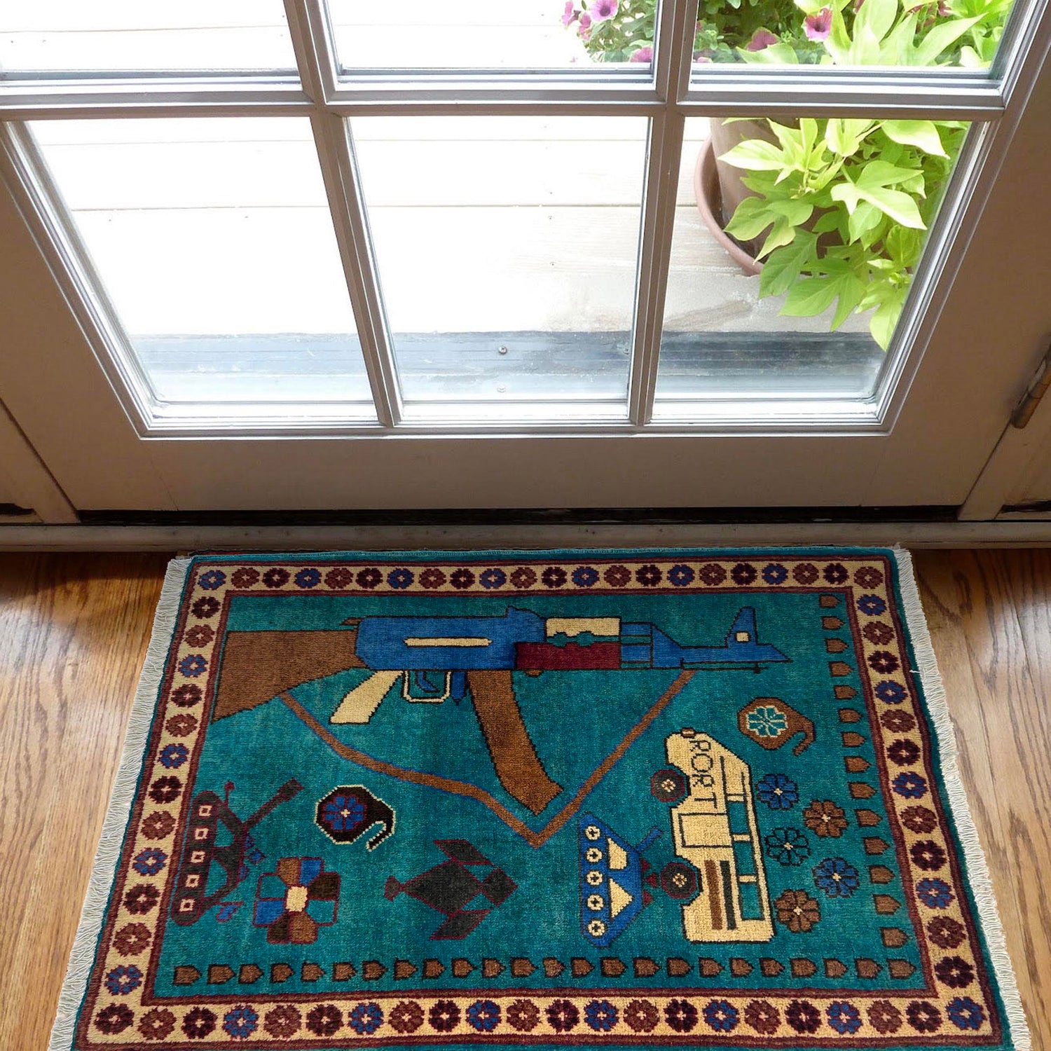 Blue Color War Rug 2' 0" x 2' 9" (ft) - No. W36577