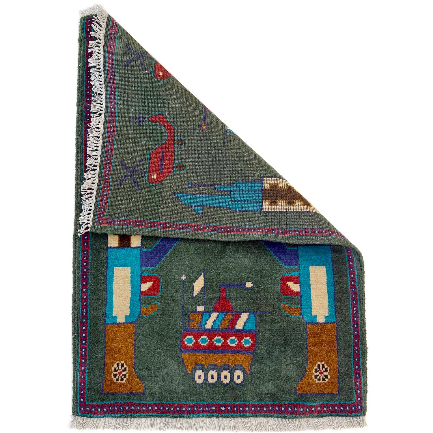 Hand Knotted War Rug 2' 0" x 2' 11" (ft) - No. W36578