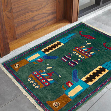 Hand Knotted War Rug 2' 0" x 2' 11" (ft) - No. W36578