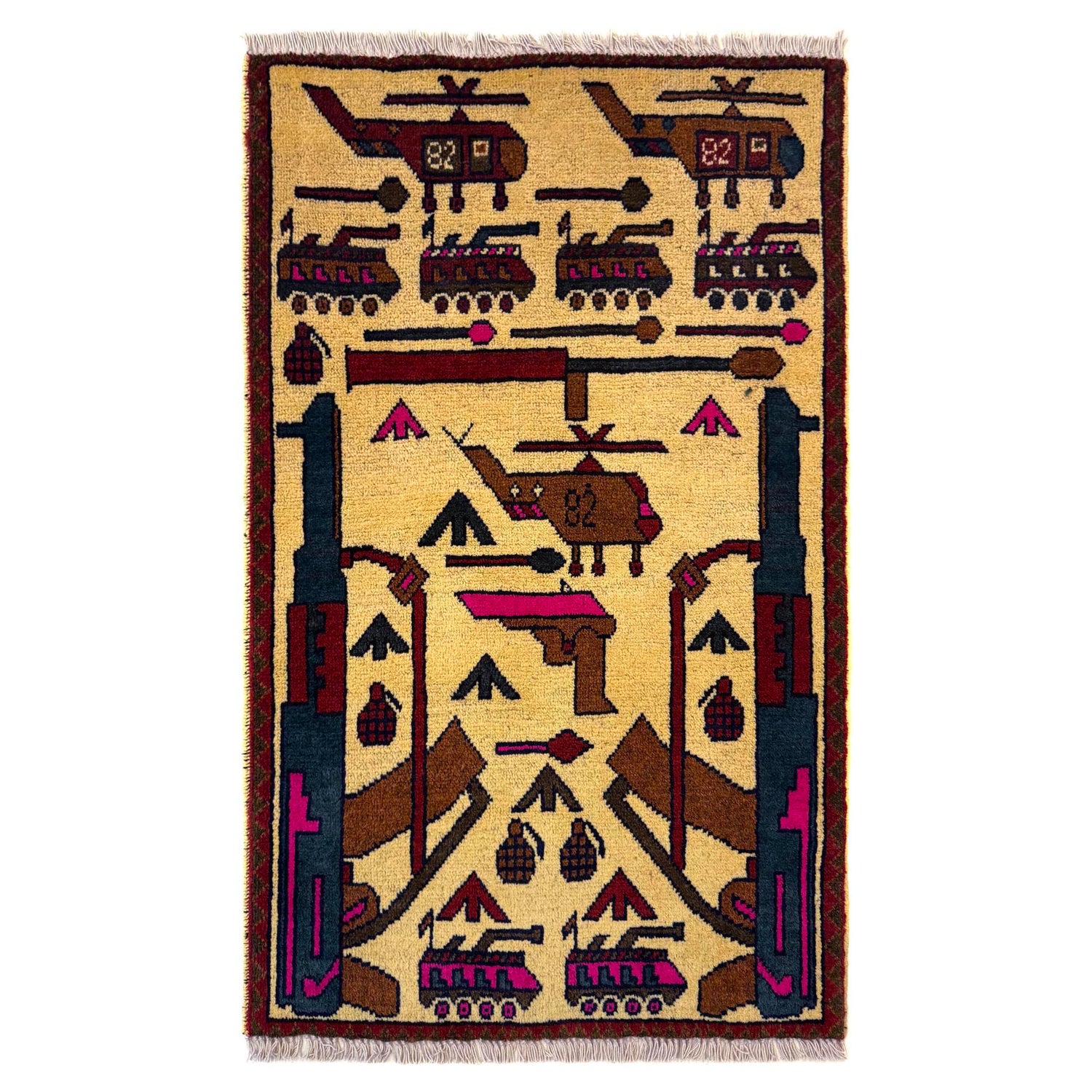 Yellow Color War Rug 2' 0" x 3' 1" (ft) - No. W36581