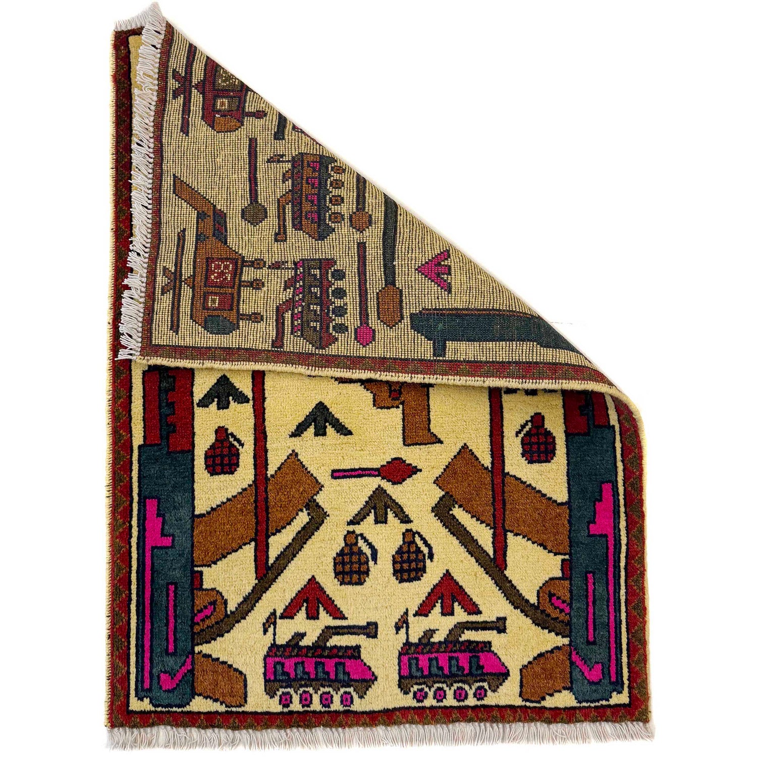 Yellow Color War Rug 2' 0" x 3' 1" (ft) - No. W36581