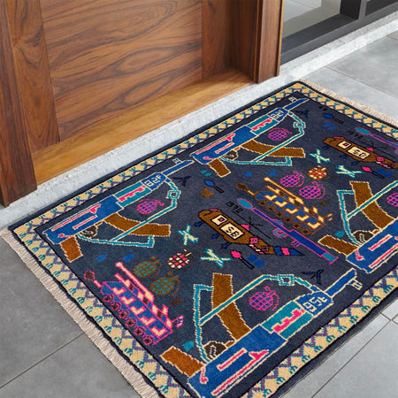 Handmade War Rug 2' 1" x 3' 1" (ft) - No. W36584