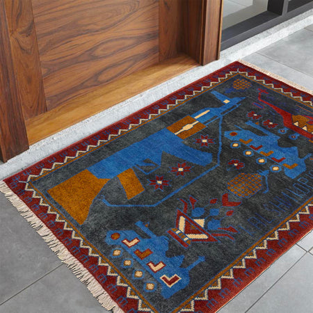 Multi Color War Rug 2' 0" x 2' 10" (ft) - No. W36585