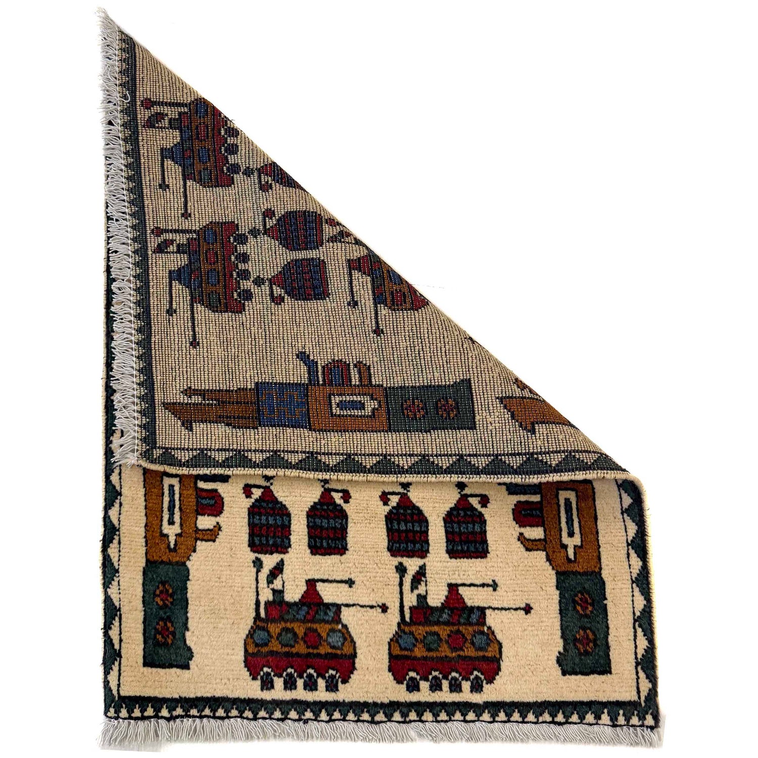 Hand Knotted War Rug 2' 0" x 2' 9" (ft) - No. W36586