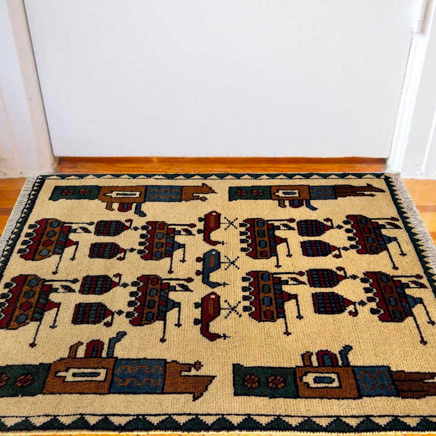 Hand Knotted War Rug 2' 0" x 2' 9" (ft) - No. W36586