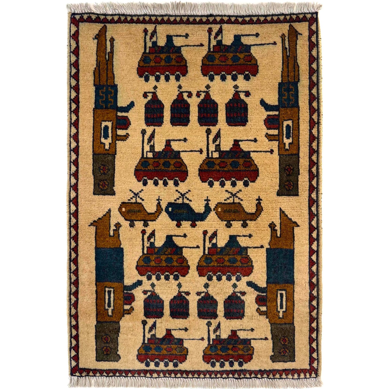 Handmade War Rug 2' 0" x 2' 7" (ft) - No. W36588