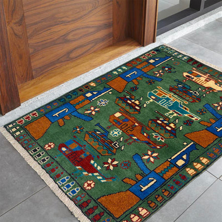 Hand Knotted War Rug 2' 0" x 2' 11" (ft) - No. W36591