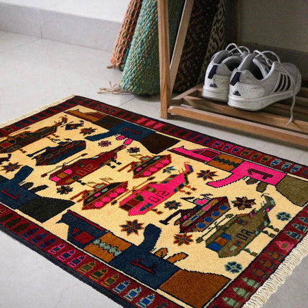 Ivory Color War Rug 2' 0" x 2' 9" (ft) - No. W36594