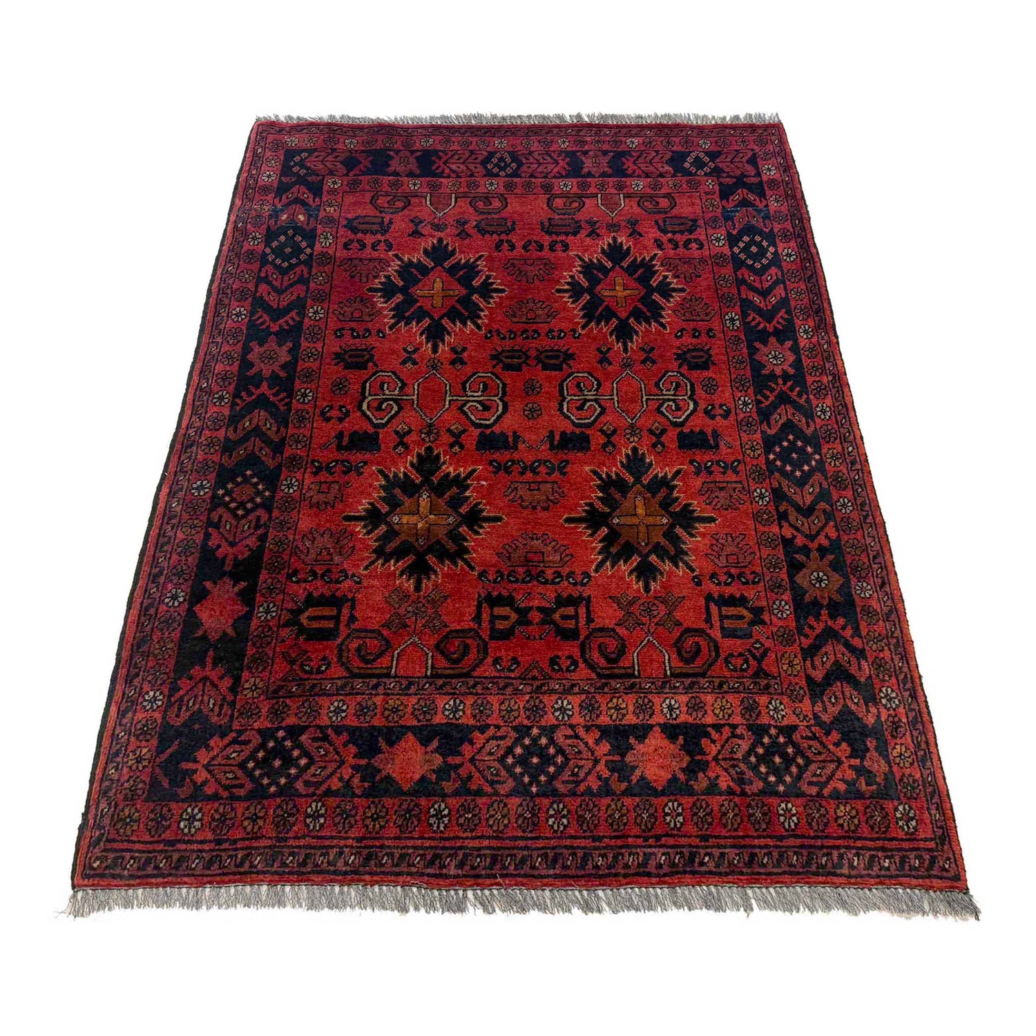 Red Color Khal Mohammadi Carpet 3' 4" x 4' 6" (ft) - No. W36623