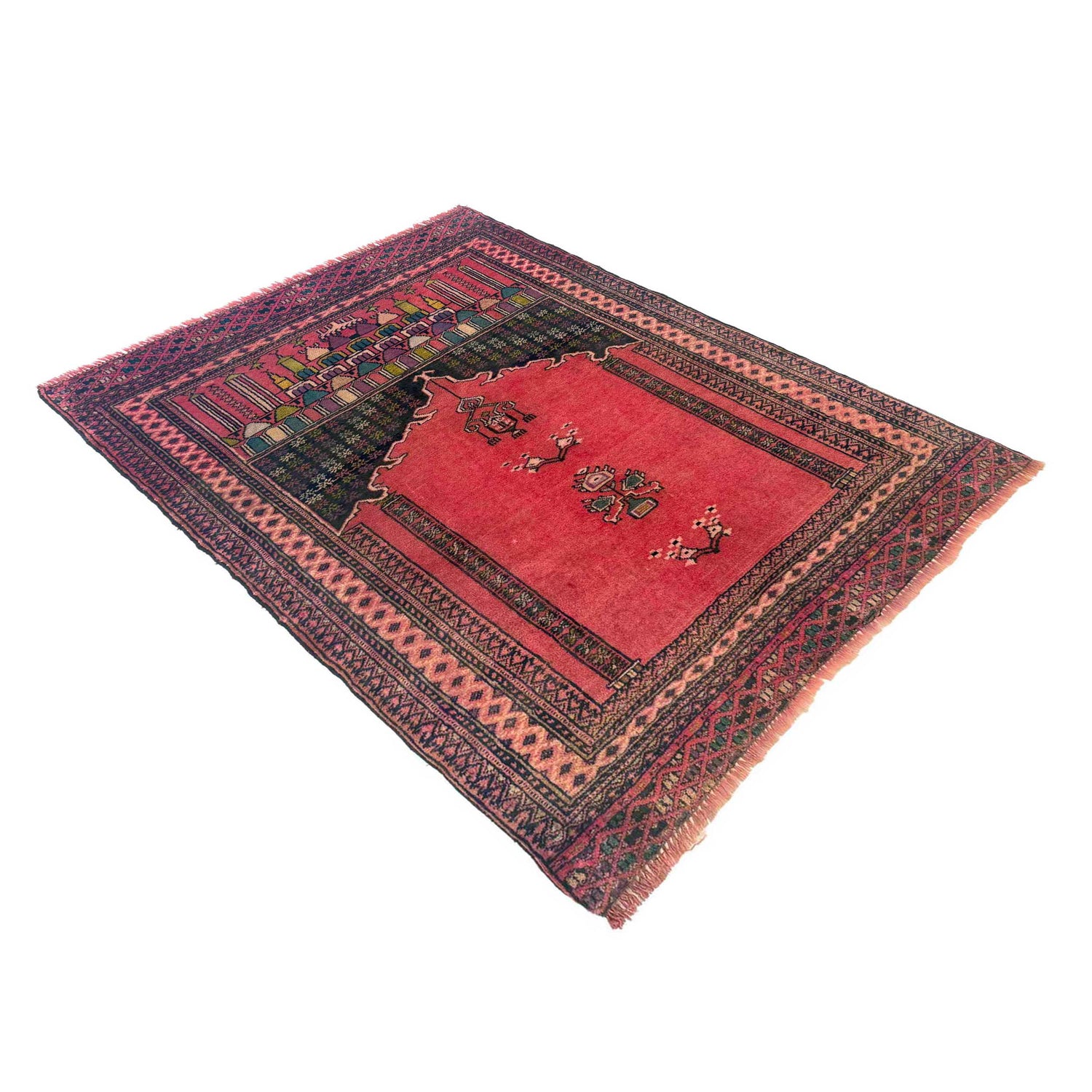 Handmade Prayer Rug 3' 3" x 3' 10" (ft) - No. W36698