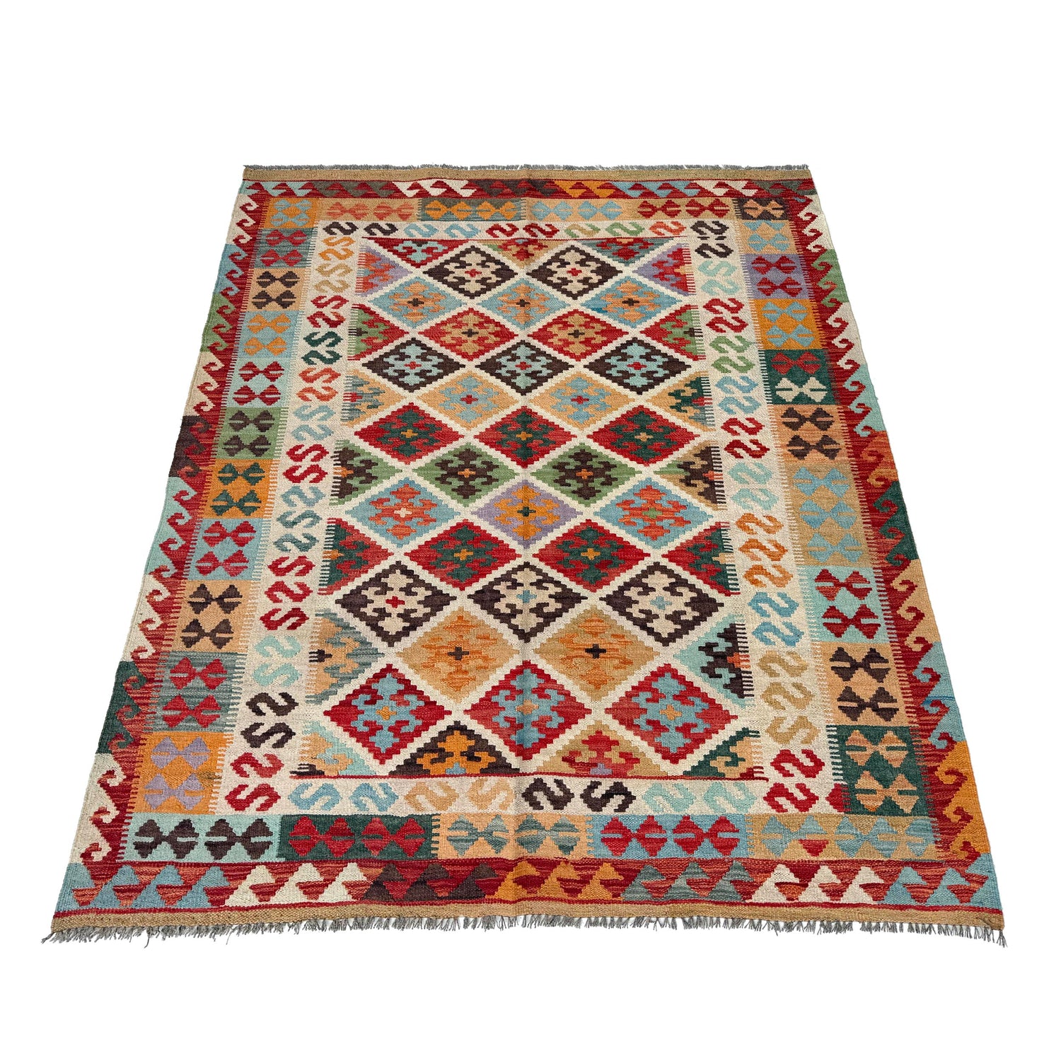 Handmade Vegetable Kelim 5' 1" x 6' 7" (ft) - No. W36768