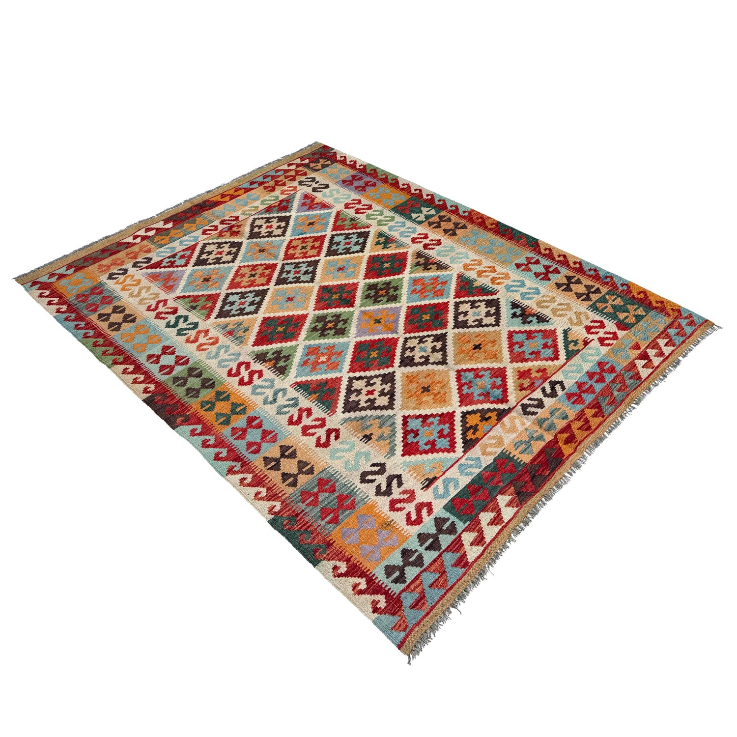 Handmade Vegetable Kelim 5' 1" x 6' 7" (ft) - No. W36768