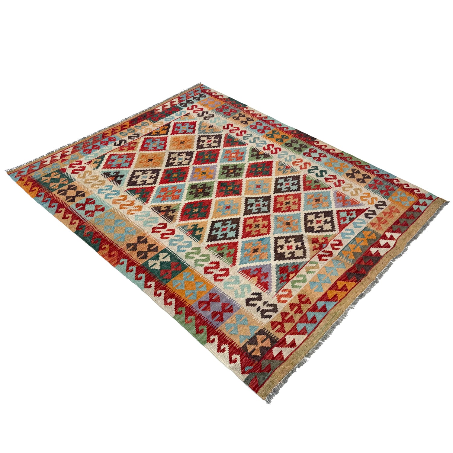 Handmade Vegetable Kelim 5' 1" x 6' 7" (ft) - No. W36768