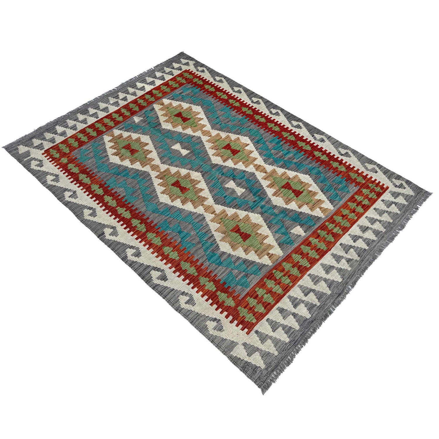 Handmade Vegetable Kilim 4' 1" x 5' 11" (ft) - No. W36808