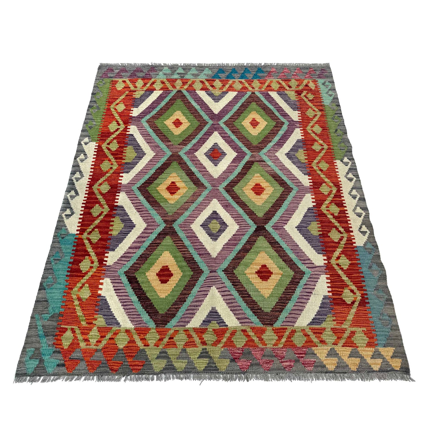 Handmade Vegetable Kelim 4' 0" x 5' 8" (ft) - No. W36809