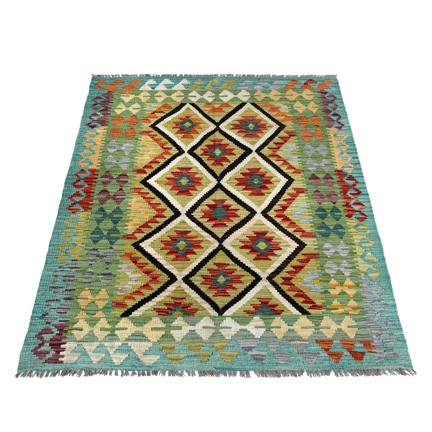 Handmade Vegetable Kilim 4' 2" x 5' 3" (ft) - No. W36813