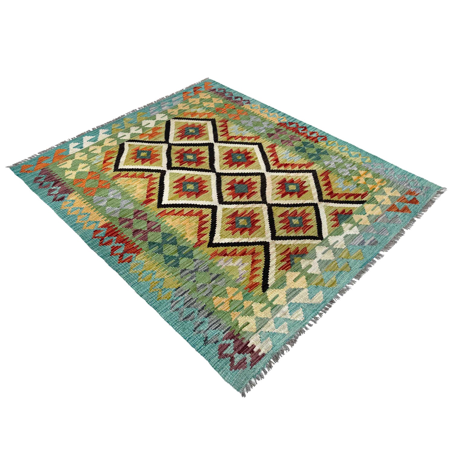 Handmade Vegetable Kilim 4' 2" x 5' 3" (ft) - No. W36813