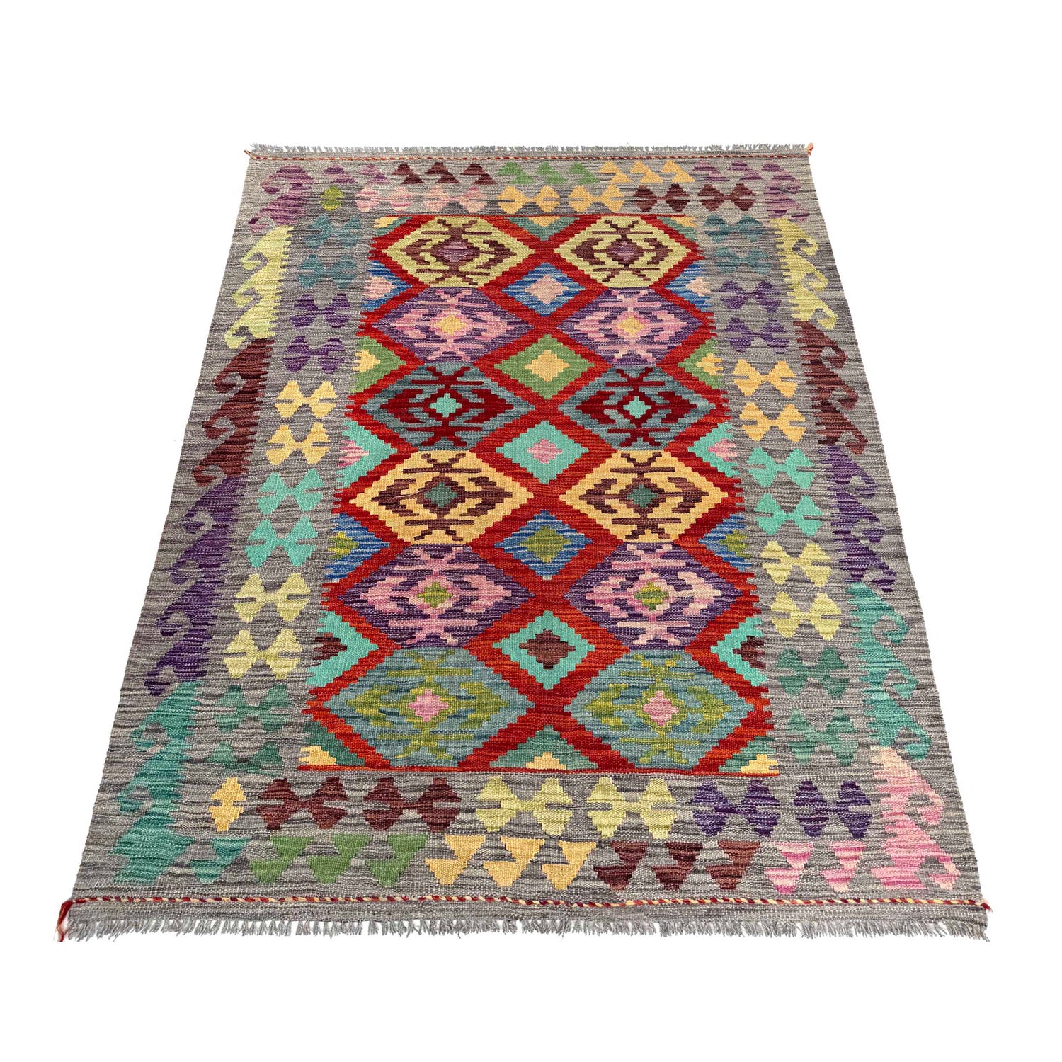 Handmade Vegetable Kilim 3' 10" x 5' 9" (ft) - No. W36816