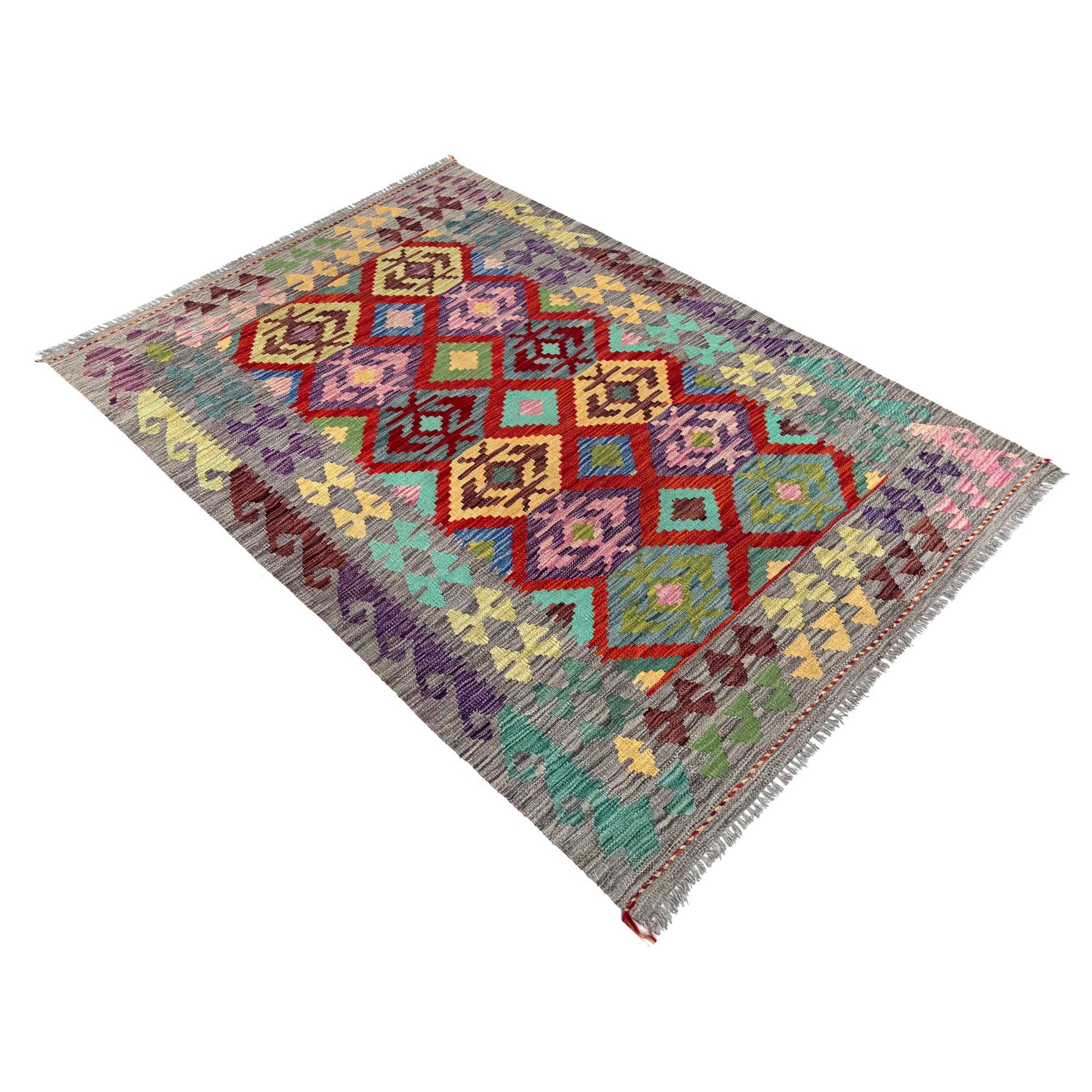 Handmade Vegetable Kilim 3' 10" x 5' 9" (ft) - No. W36816