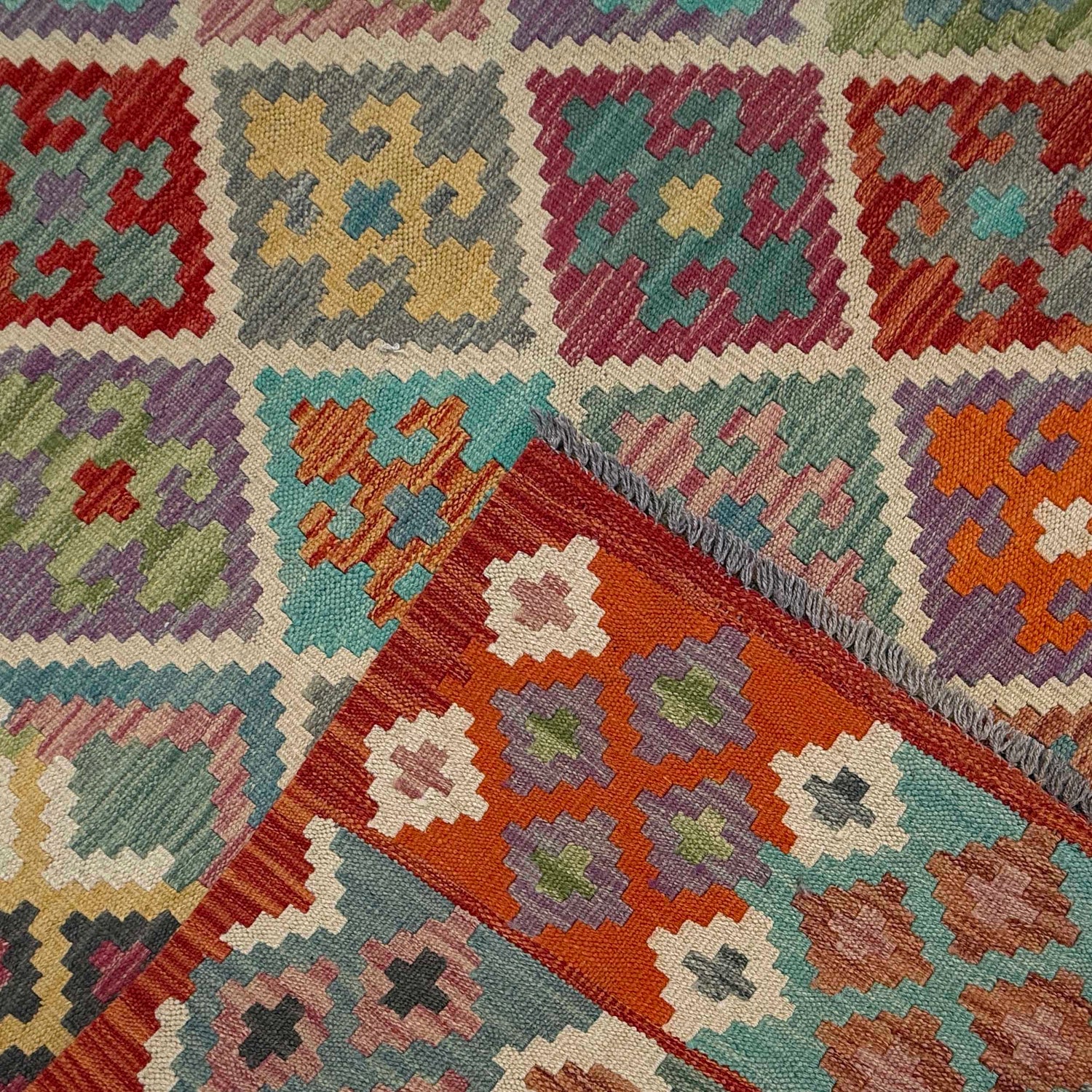 Handmade Vegetable Kelim 6' 8" x 9' 9" (ft) - No. W36818