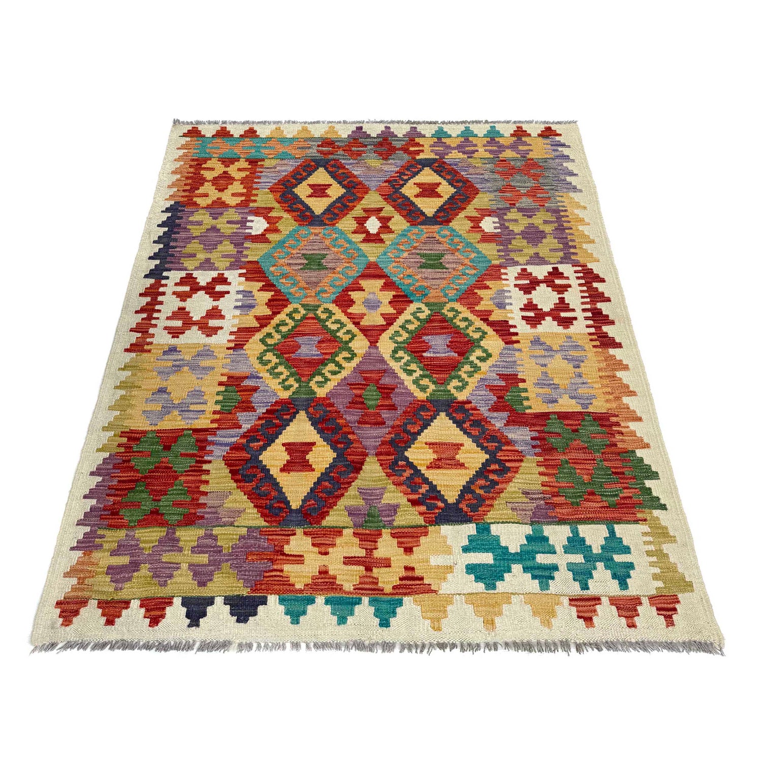 Handmade Vegetable Kelim 4' 1" x 5' 9" (ft) - No. W36826