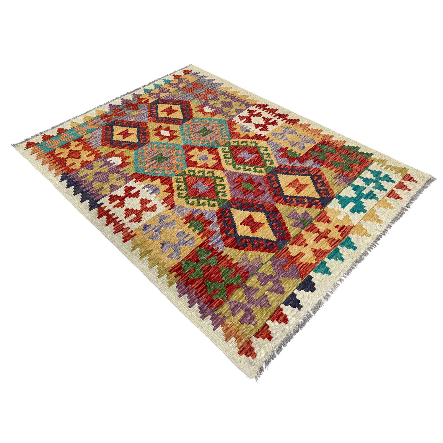 Handmade Vegetable Kelim 4' 1" x 5' 9" (ft) - No. W36826