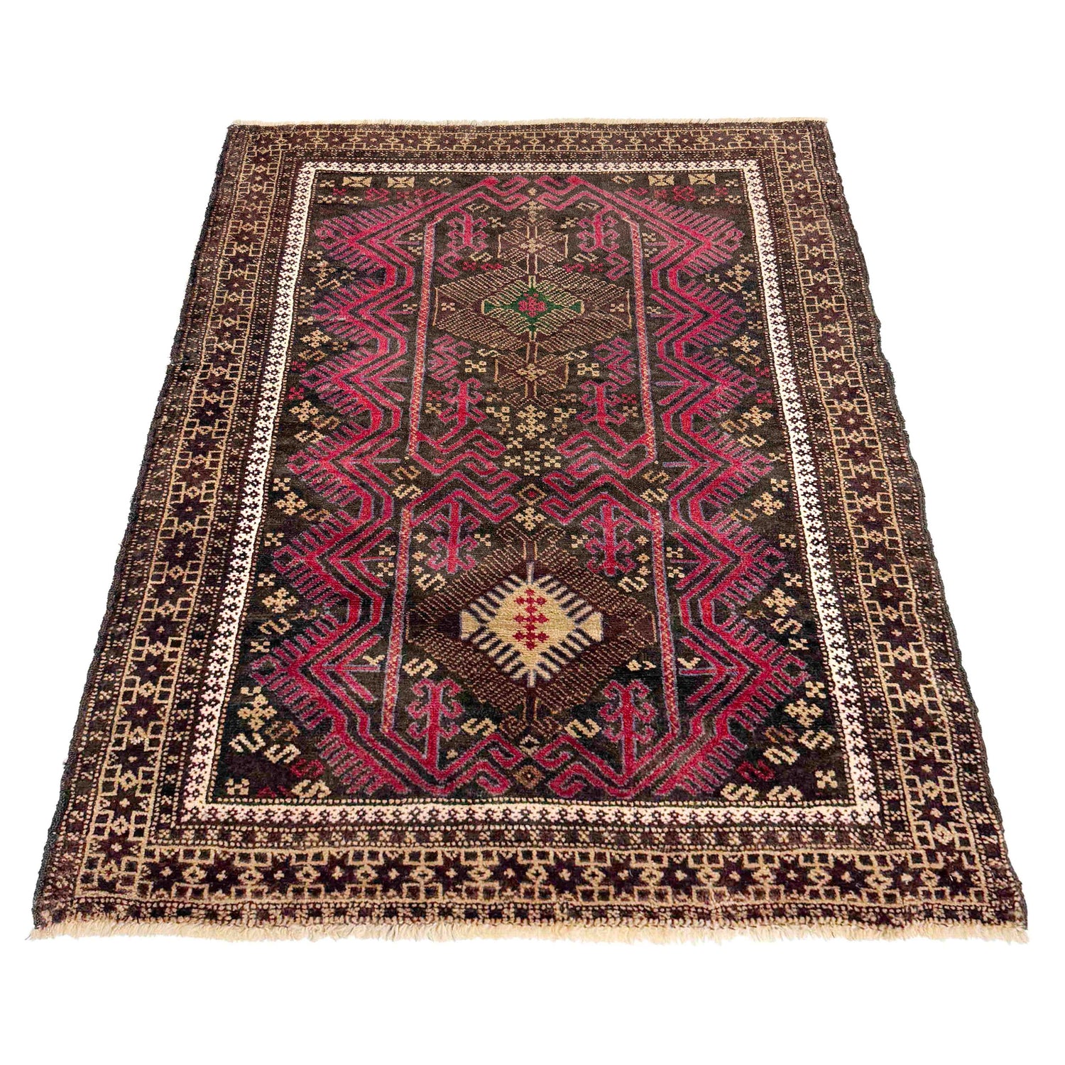 Red Color Baluchi Rug 3' 1" x 4' 4" (ft) - No. W37608