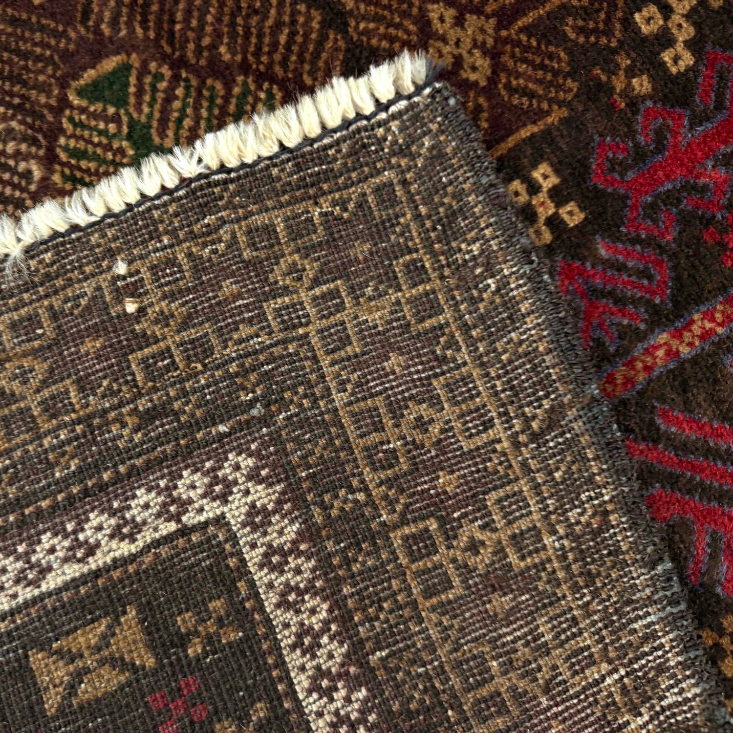 Red Color Baluchi Rug 3' 1" x 4' 4" (ft) - No. W37608