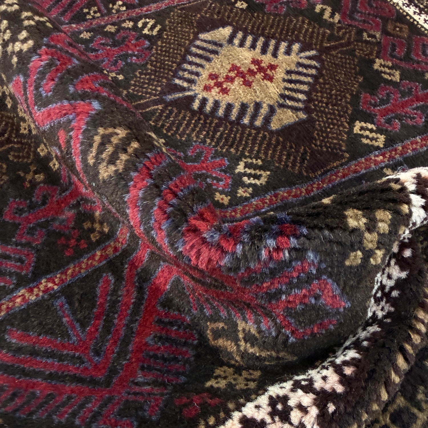 Red Color Baluchi Rug 3' 1" x 4' 4" (ft) - No. W37608