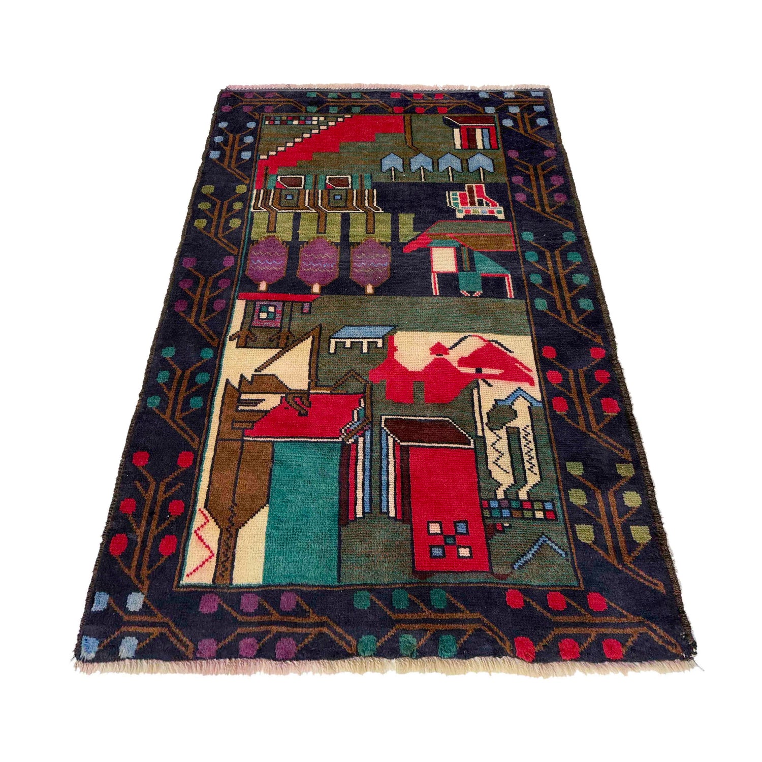 Handmade Village Design Rug 2' 6" x 4' 4" (ft)- No. W37610