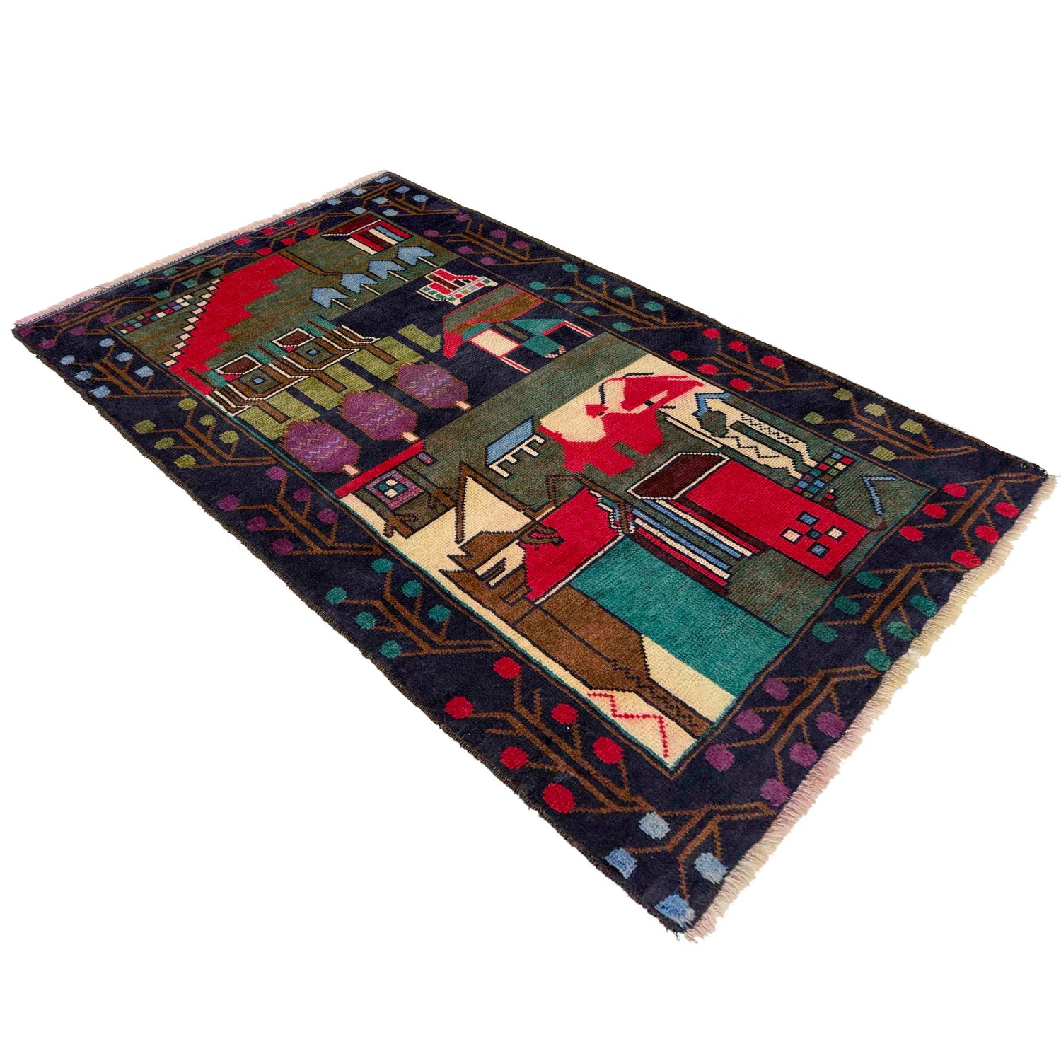 Handmade Village Design Rug 2' 6" x 4' 4" (ft)- No. W37610