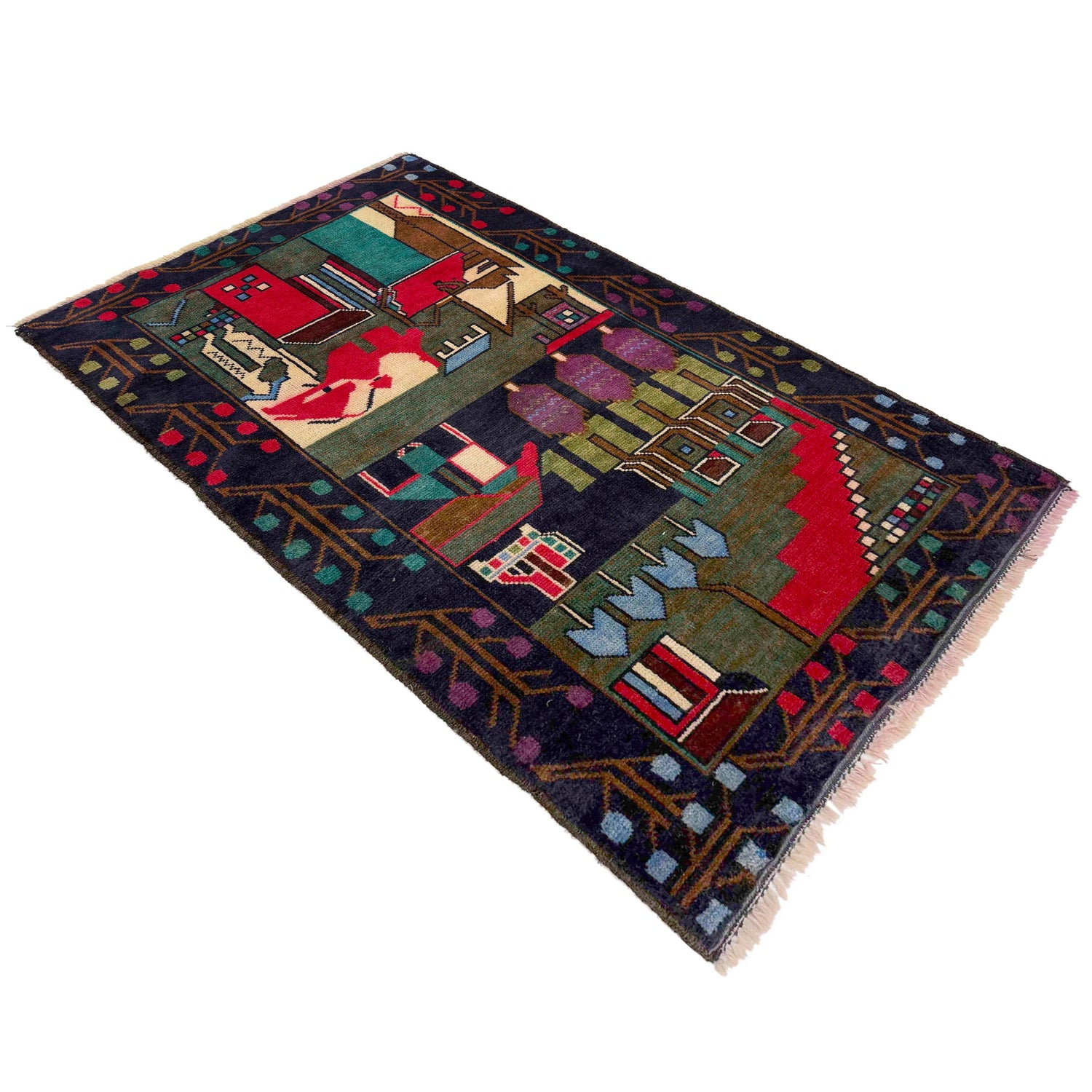 Handmade Village Design Rug 2' 6" x 4' 4" (ft)- No. W37610