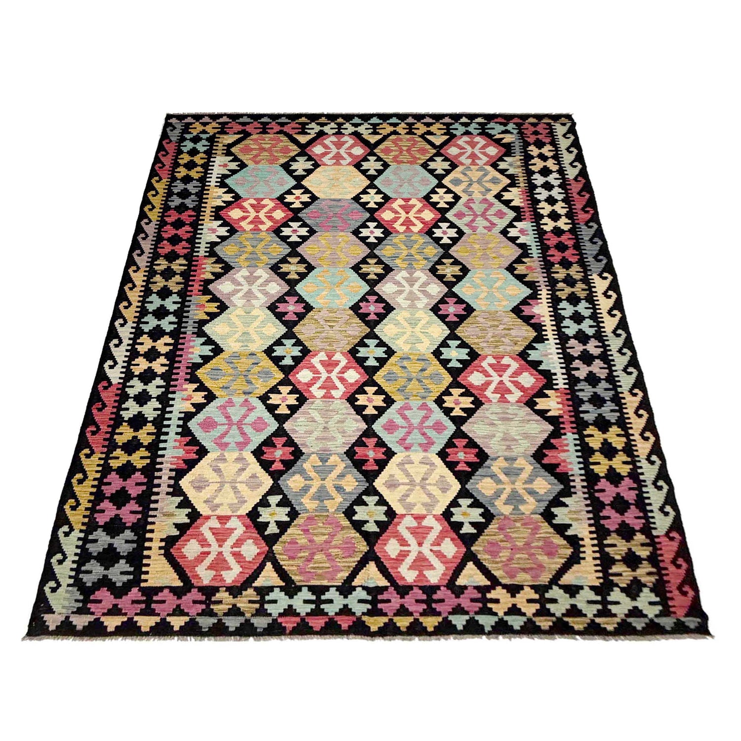 Handmade Vegetable Kilim 6' 4" x 9' 9" (ft) - No. W38100