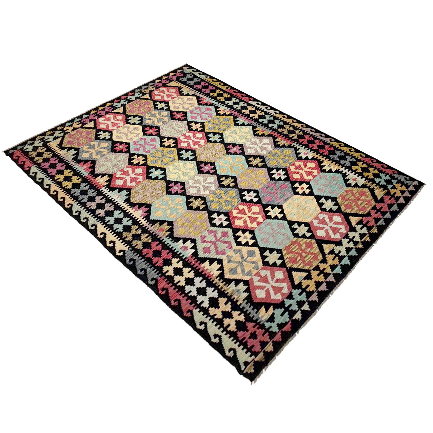 Handmade Vegetable Kilim 6' 4" x 9' 9" (ft) - No. W38100