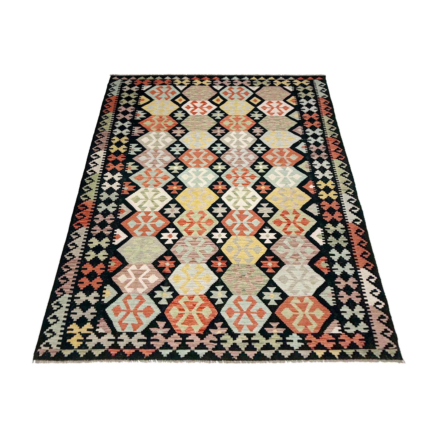 Handmade Vegetable Kelim 6' 4" x 9' 11" (ft) - No. W38104
