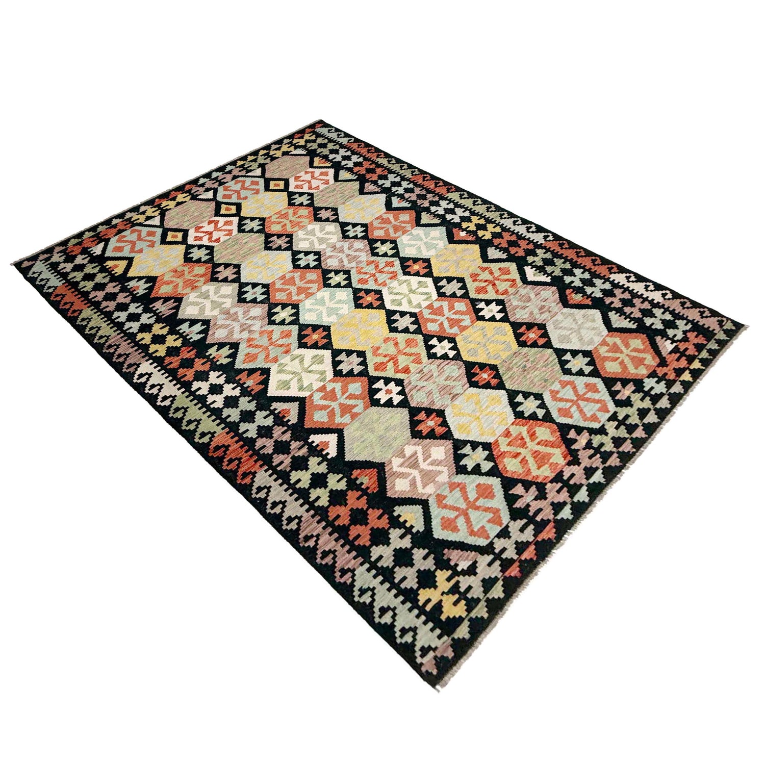 Handmade Vegetable Kelim 6' 4" x 9' 11" (ft) - No. W38104