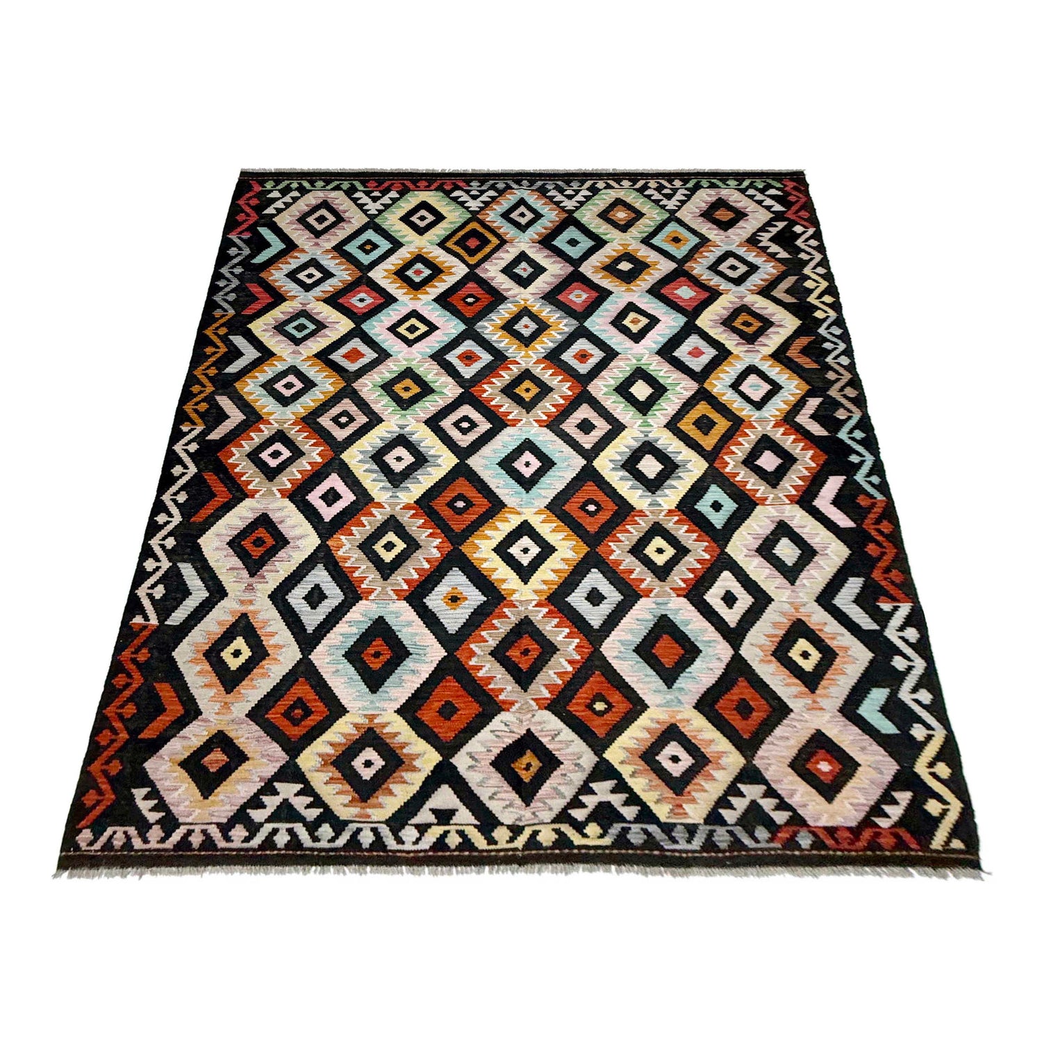 Handmade Vegetable Kelim 6' 4" x 9' 10" (ft) - No. W38106