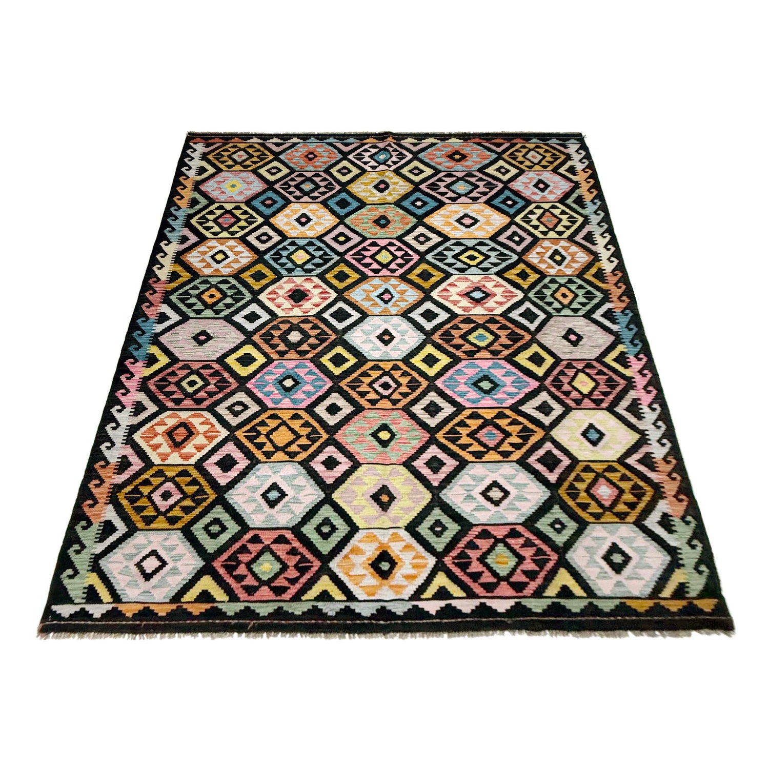 Handmade Vegetable Kilim 6' 7" x 9' 9" (ft) - No. W38107