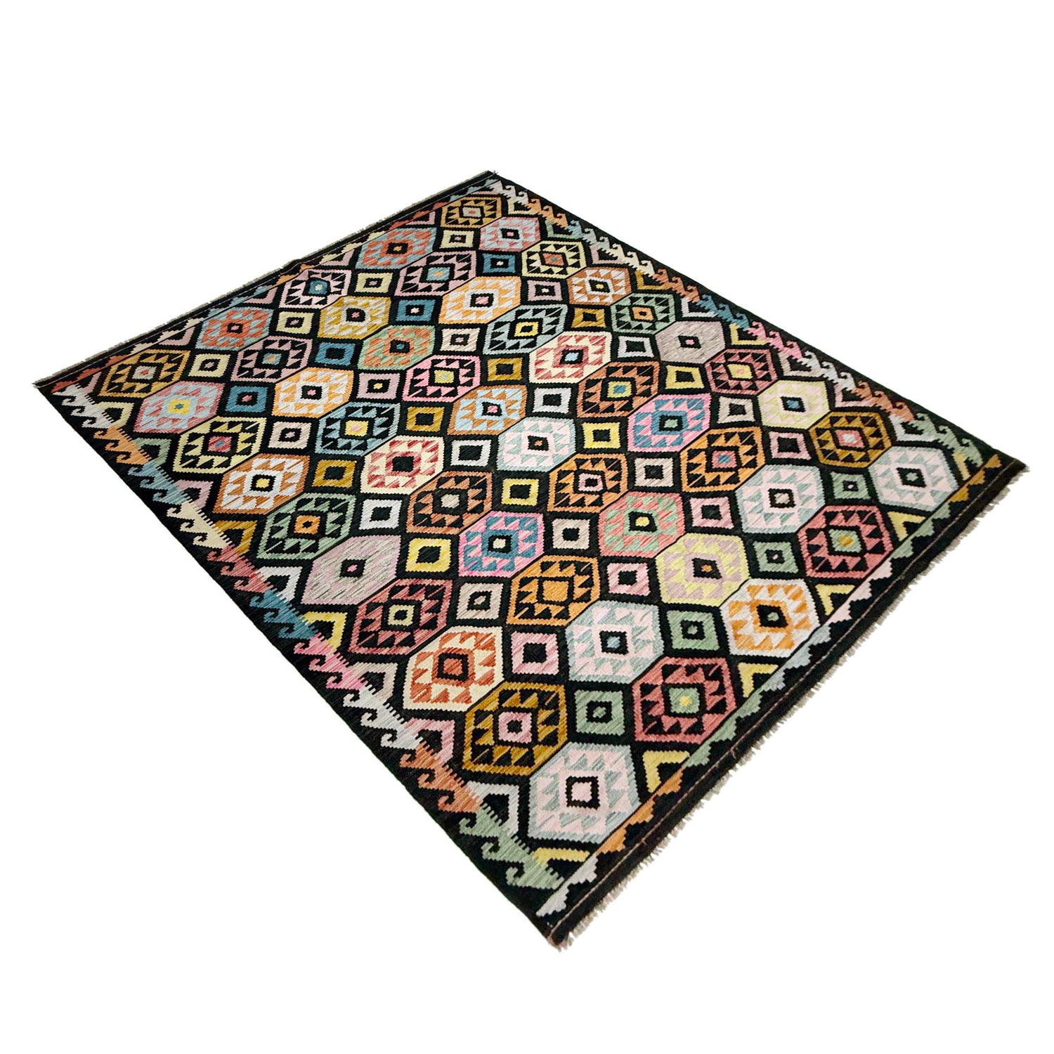 Handmade Vegetable Kilim 6' 7" x 9' 9" (ft) - No. W38107