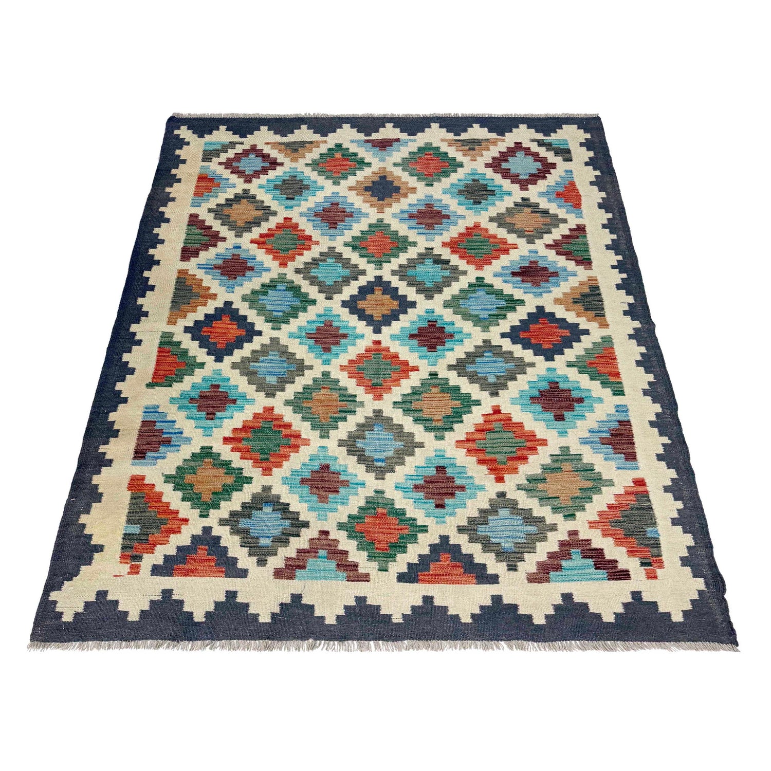 Handmade Vegetable Kilim 4' 9" x 6' 9" (ft) - No. W38118